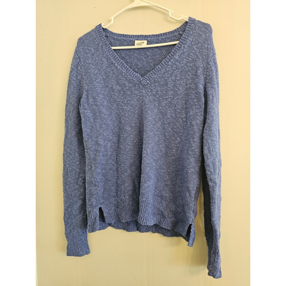 J.Crew Womens Blue Cotton Blend V-Neck Sweater BS913